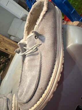 Hey Dude Light Gray Casual Slip-On Sneakers with Cream Lining